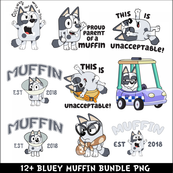 Bluey Muffin PNG Bundle