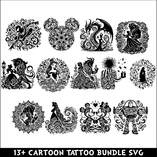 Cartoon Tattoo SVG Bundle