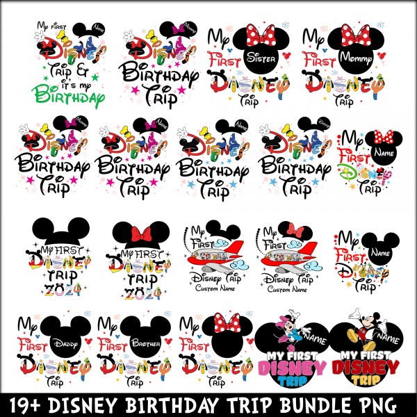 Disney Birthday Trip 19+ PNG Bundle