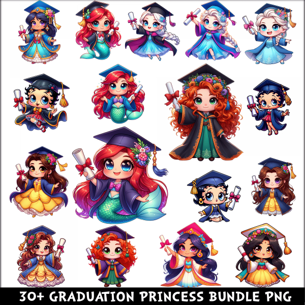 Graduation Princess PNG Bundle