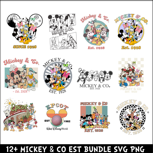 Mickey & Co EST 12+ SVG PNG Bundle