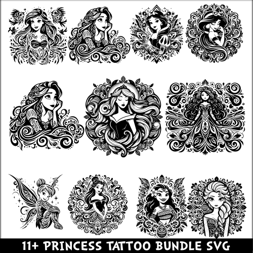 Princess Tattoo SVG Bundle