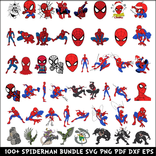 Spiderman SVG PNG PDF DXF EPS Bundle