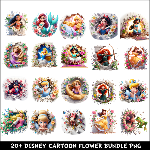 Disney Cartoon Flower PNG Bundle