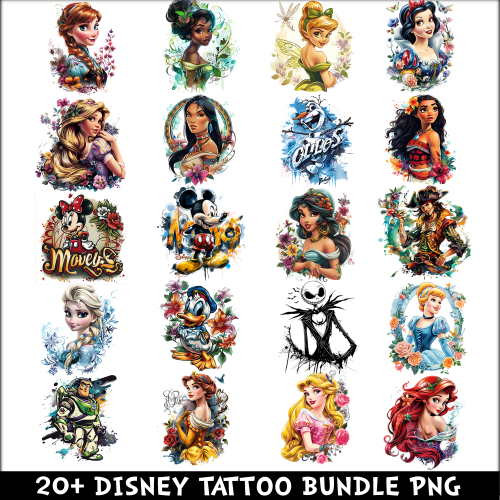Disney Tattoo PNG Bundle