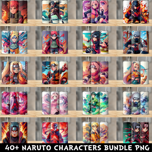 Naruto Characters PNG Tumbler Bundle