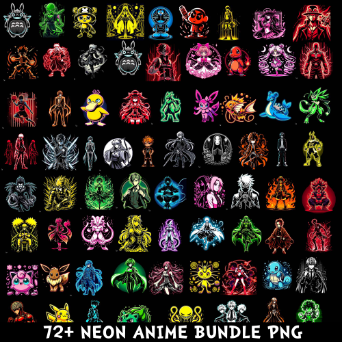 Neon Anime PNG Bundle