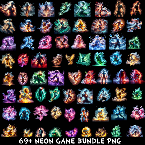 Neon Game PNG Bundle