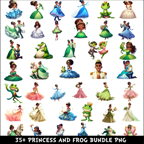 Princess And Frog PNG Bundle